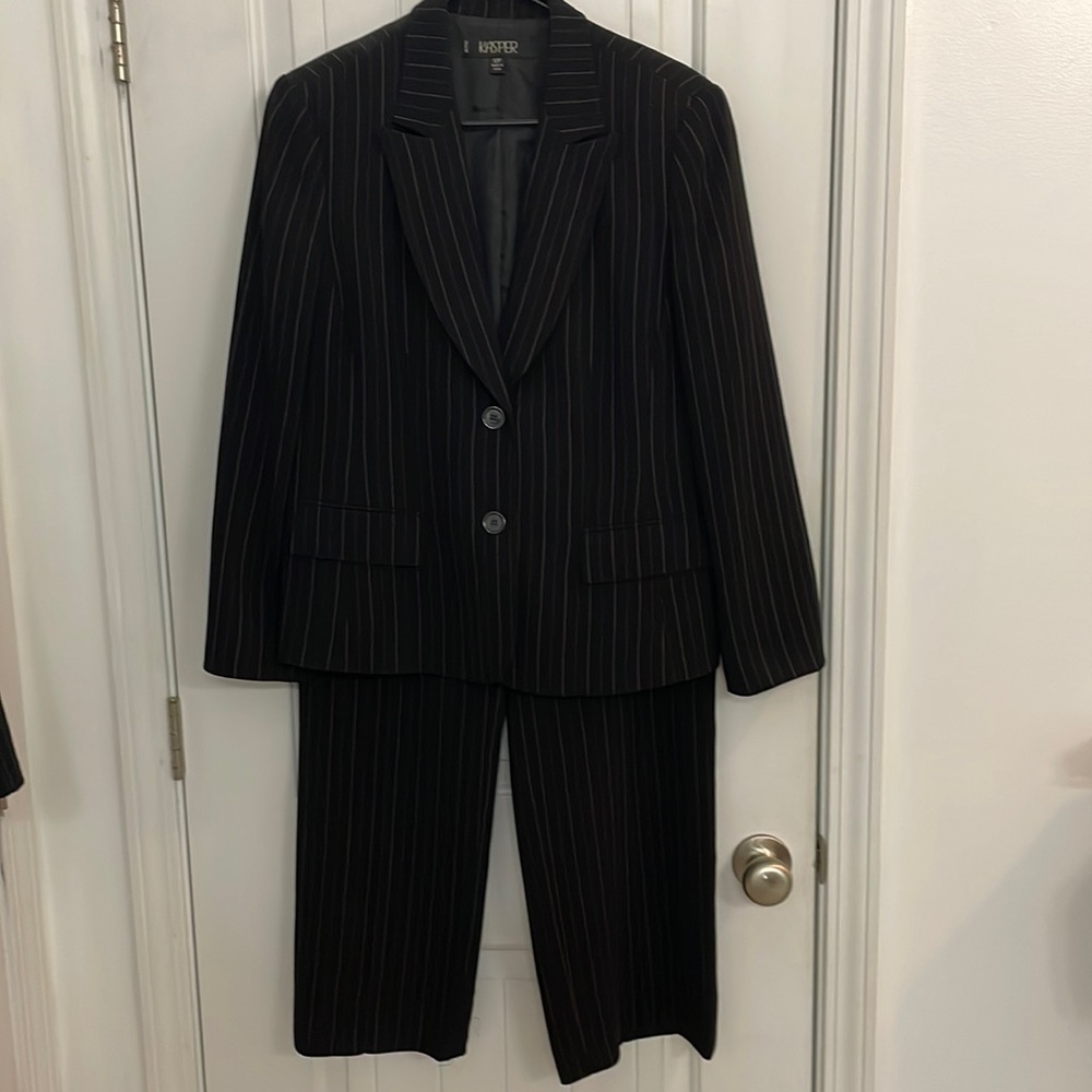 Kasper Black Pinstripe Pantsuit